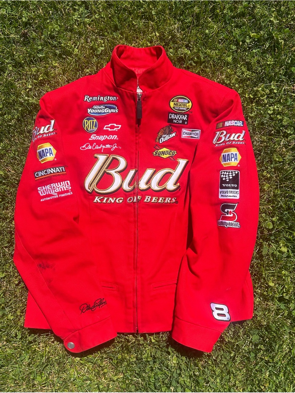 Budweiser Red Racing Patch Bomber Jacket